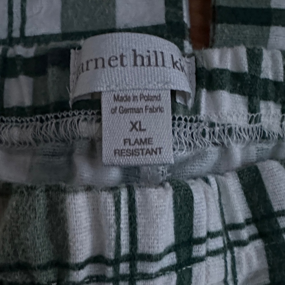 Garnet Hill Kids Green and White plaid flannel pajama set - Picture 6 of 7